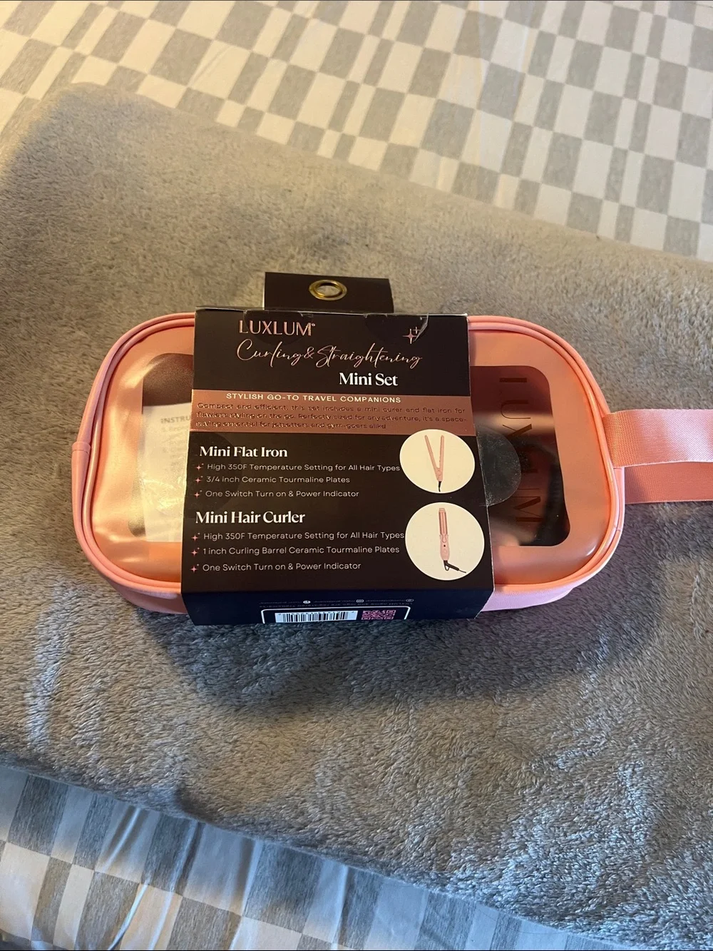 LuxLUM Pink Curling & Straightening Mini Set - Travel Styler